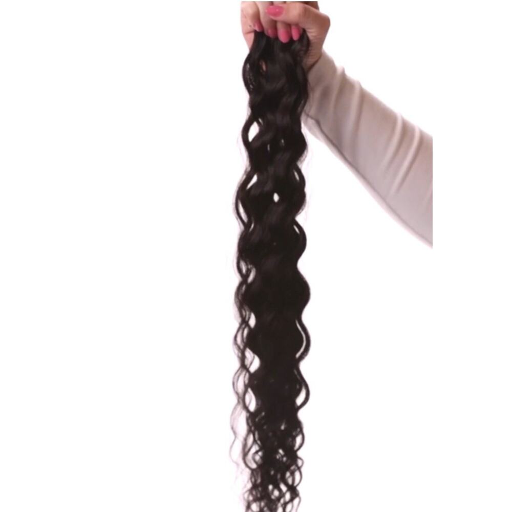 Curly Tape-In remy human Hair Extensions wavy 19” Brown Black 48g / 38pc RE-TAPE